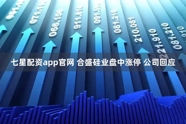 七星配资app官网 合盛硅业盘中涨停 公司回应