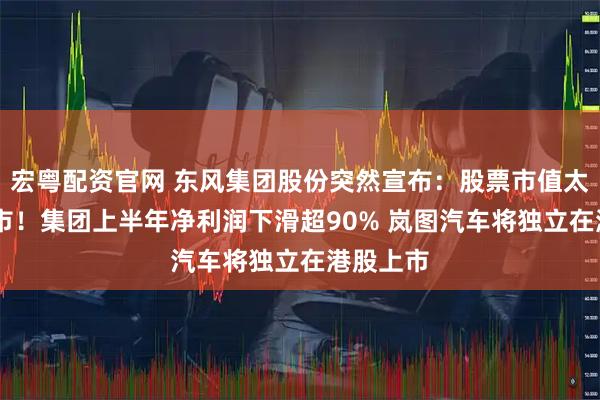 宏粤配资官网 东风集团股份突然宣布:股票市值太低 将退市!集团上半年净利润下滑超90% 岚图汽车将独立在港股上市